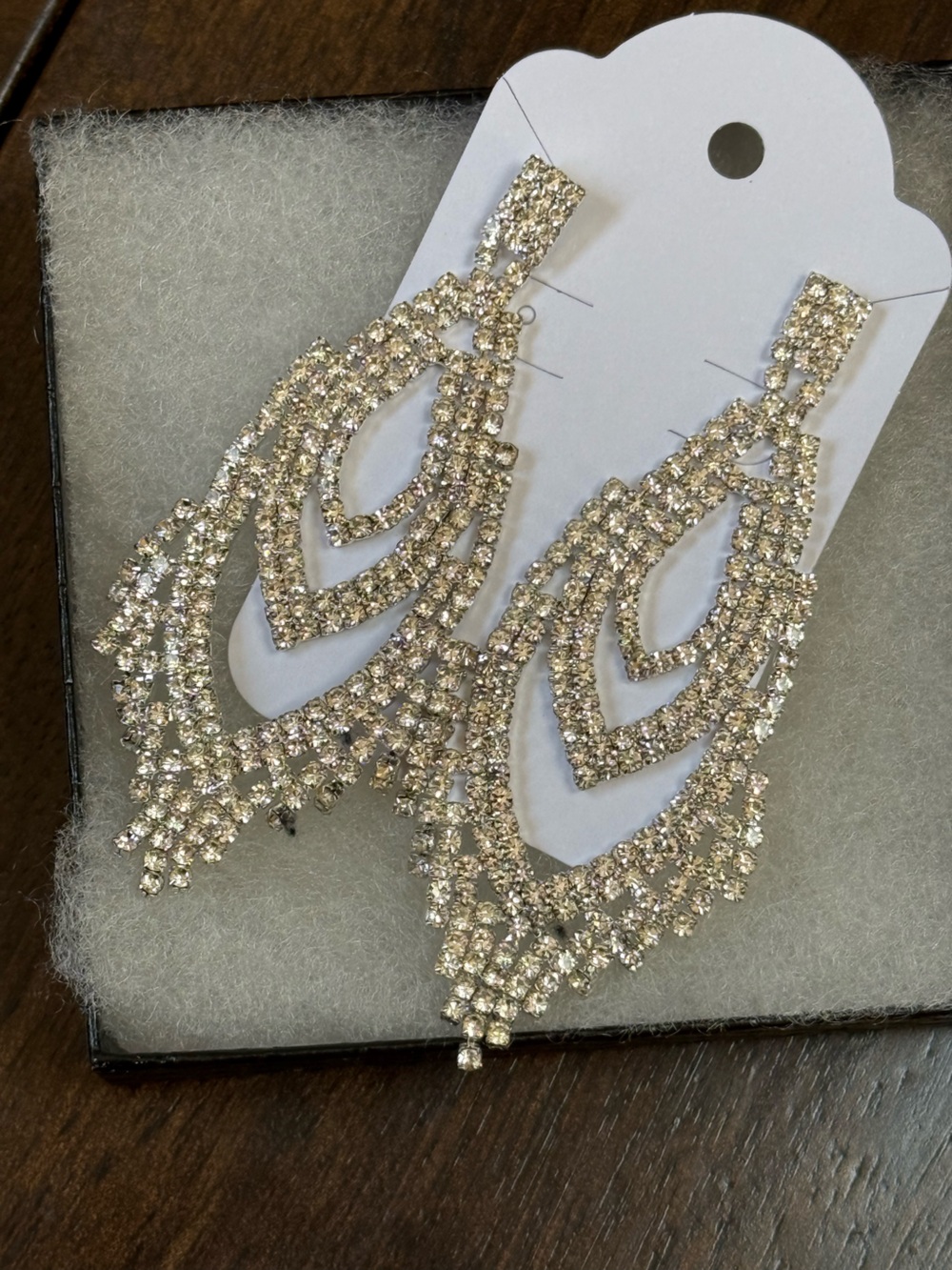 Vintage Sparkling Crystal Chandelier Earrings - Silver Tone